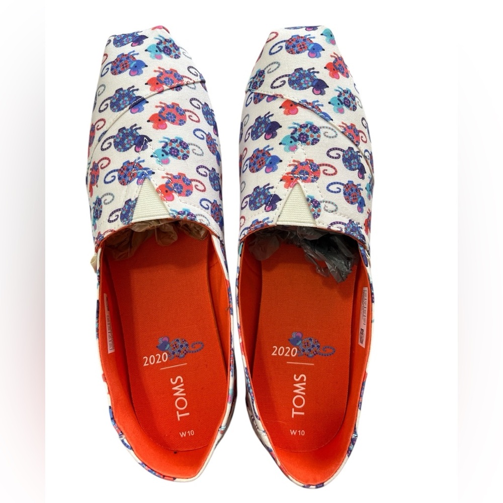 NWT TOMS Floral mouse Slip-On Shoes US size 10 Animal print The Year of the rat